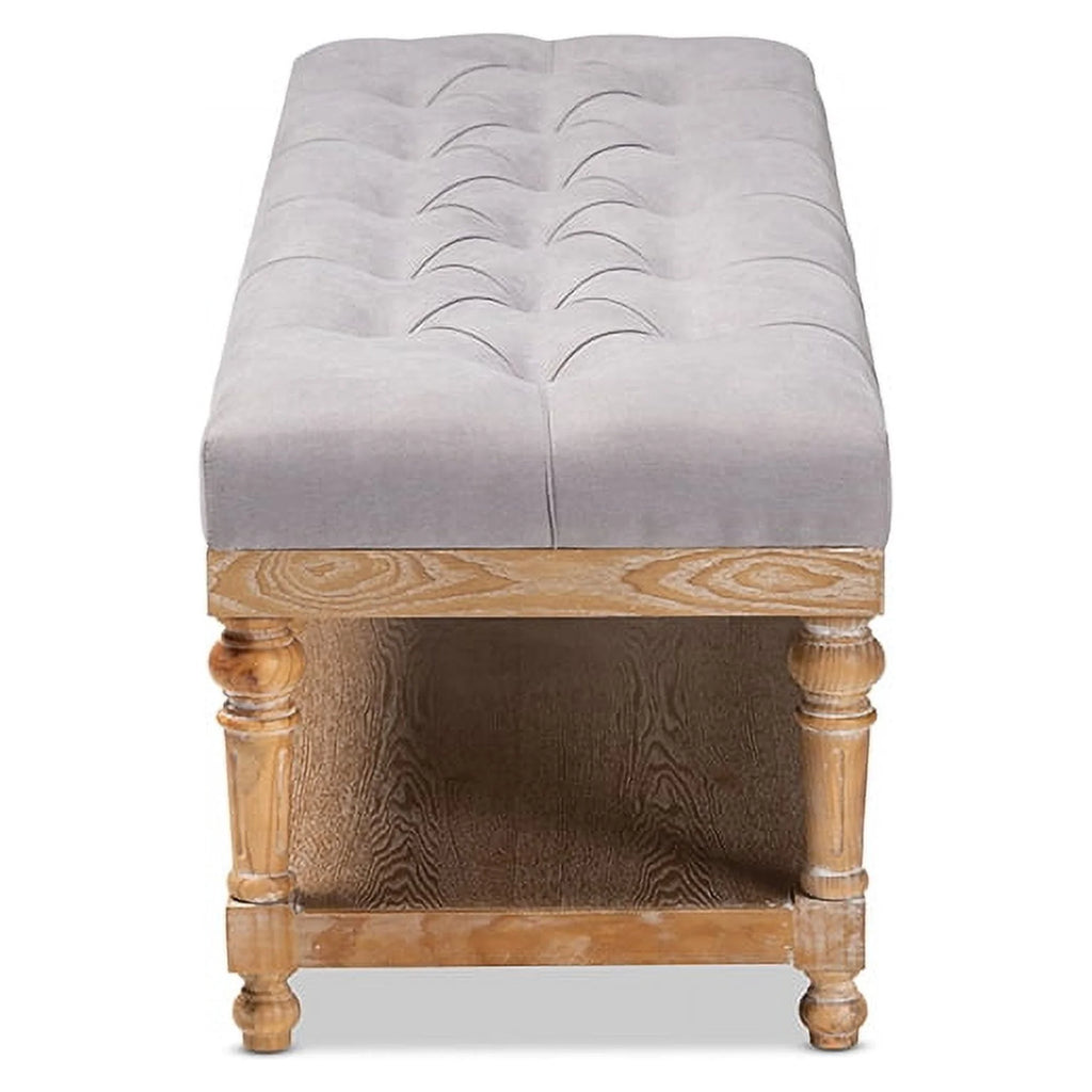Grey Linen Fabric Storage Bench E92849