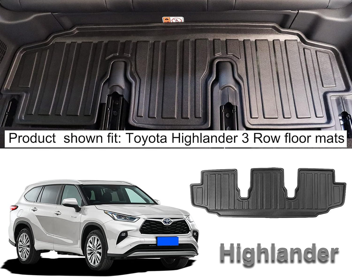 3 Row All-Weather Rubber Car Floor Mats & Cargo Liner Black P1011