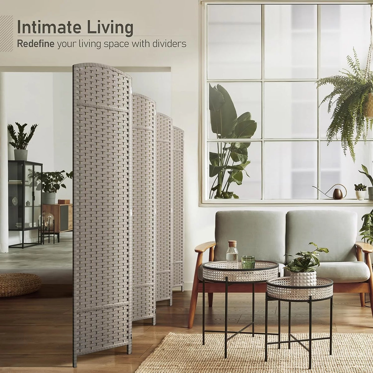 6 ft. Tall Extra Wide Beige Folding Privacy Screen D791