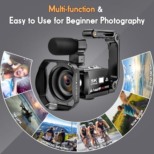 5K Video Camera 64MP Camcorder 18X Zoom WiFi Digital Camera E29215