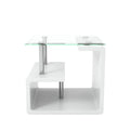 Glossy White Tempered Glass Top End Table I498206