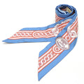 Pre-Owned 100% Silk Scarf Muffler Blue Jean Rose A420