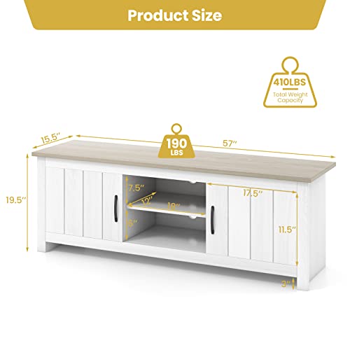 2 Doors TV Stand with Open Shelves and Cable Management Holes U532108