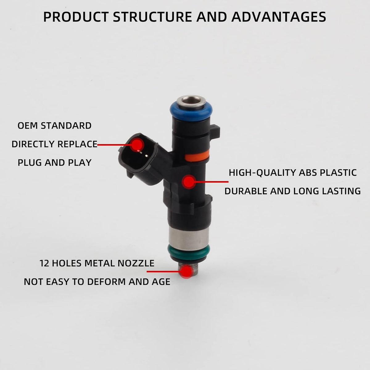 12 Holes 8 pcs Gasoline Fuel Injectors Set A2031
