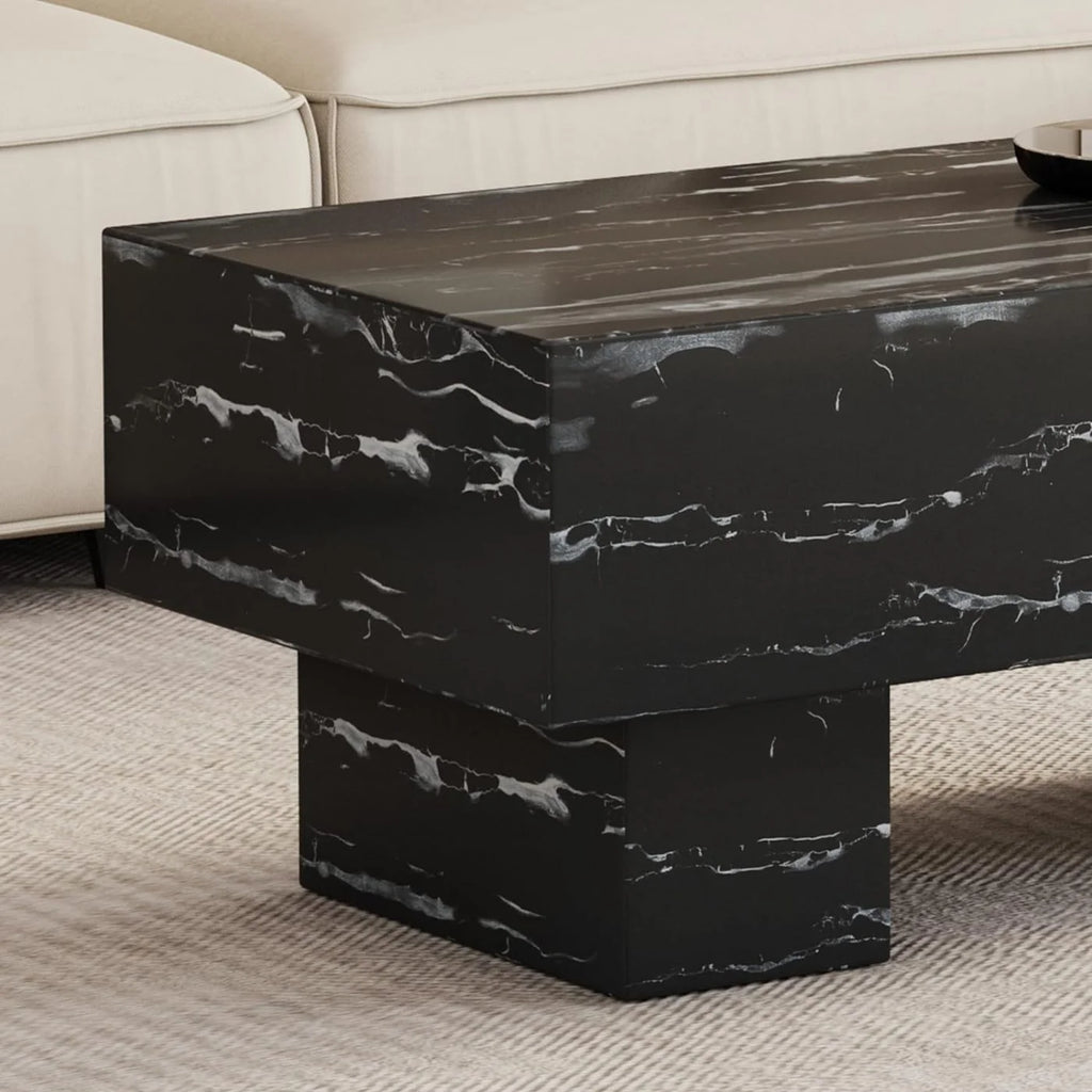 Square Coffee Table with Faux Marble Tabletop U86212