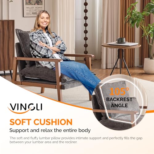 Gray-Blue Accent Armchair with Lumbar Pillow E18226