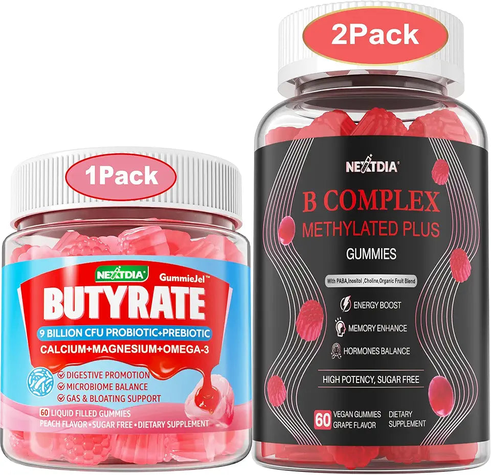 Butyrate Gummies with Probiotic Prebiotic Postbiotic Vitamin B Complex U884