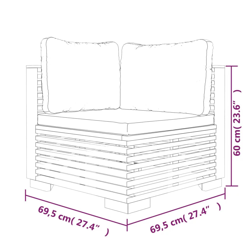 Teak Corner Sofas with Cushions 2 pcs L7408