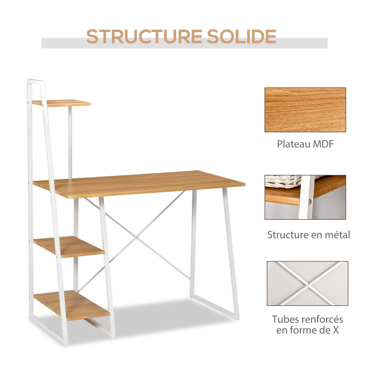 Computer Desk with 3-Tier Storage Shelves G6797
