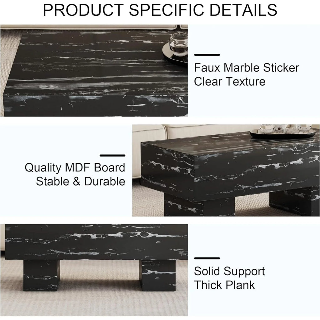 Square Coffee Table with Faux Marble Tabletop U86212