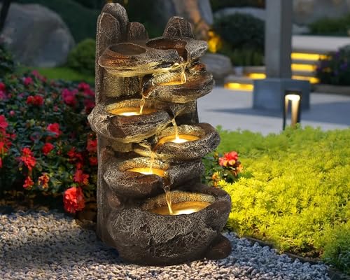 6-Tier Cascading Rock Water Fountain with Lights K9842