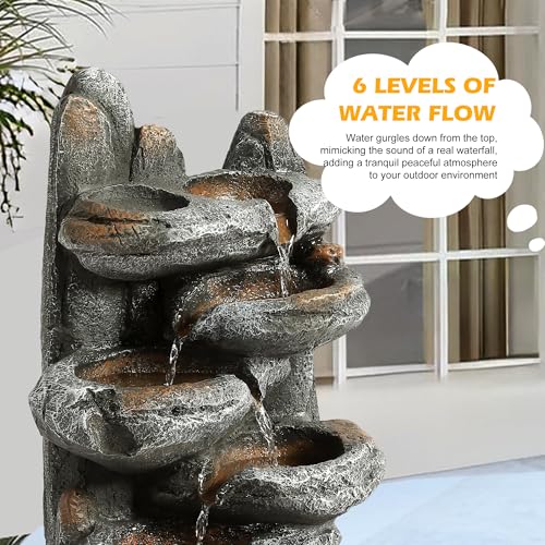 6-Tier Cascading Rock Water Fountain with Lights K9842