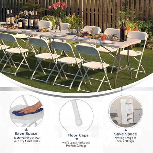 White Plastic Folding Chair 10 Pack 350 lb Capacity S85620