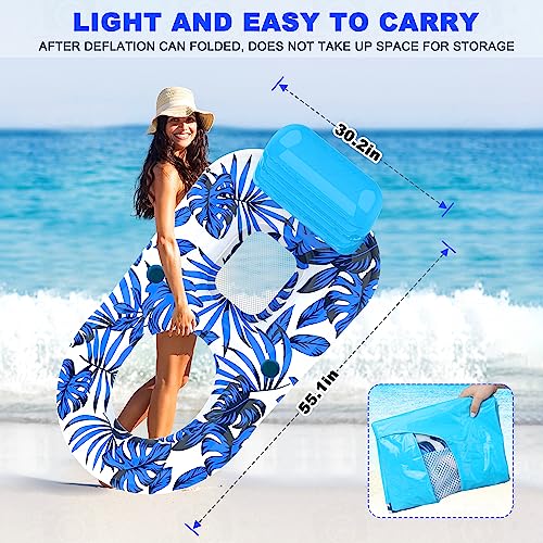 Inflatable Pool Float Lounger with Backrest and Cup Holders Q339412