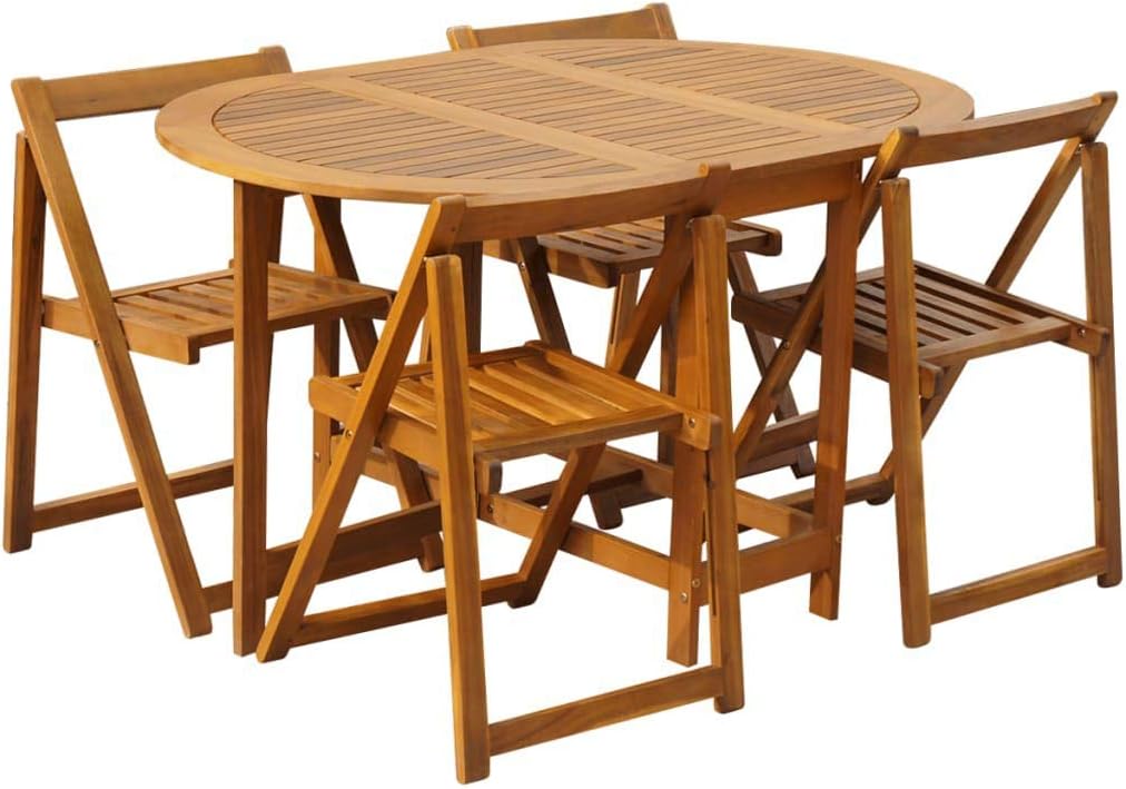5 Piece Solid Acacia Wood Folding Outdoor Dining Set F277487