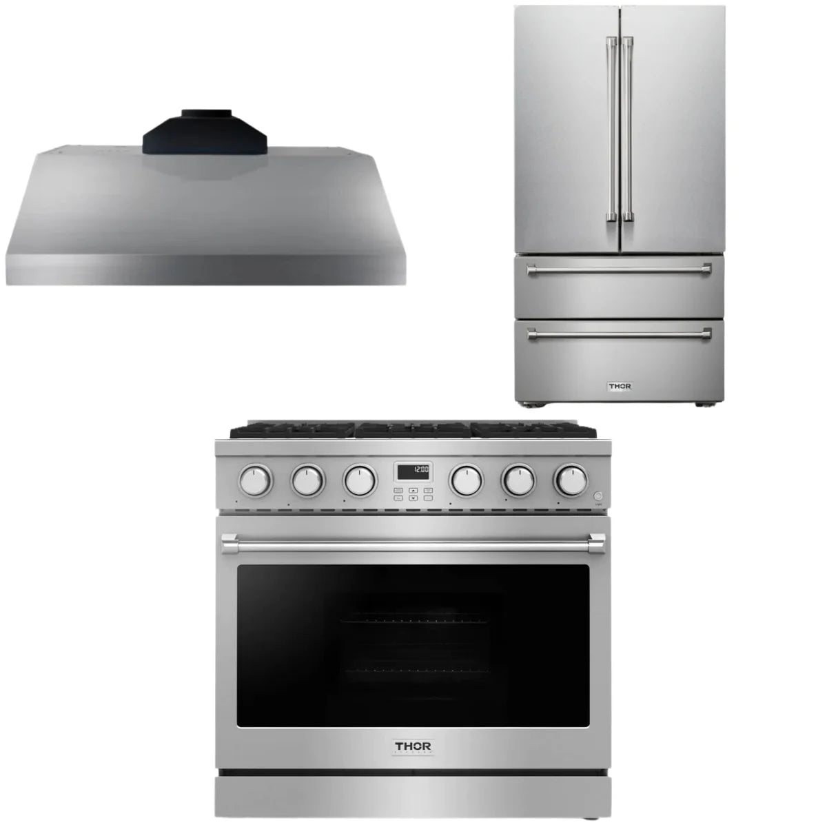 Gas Range, Range Hood and Refrigerator I6456