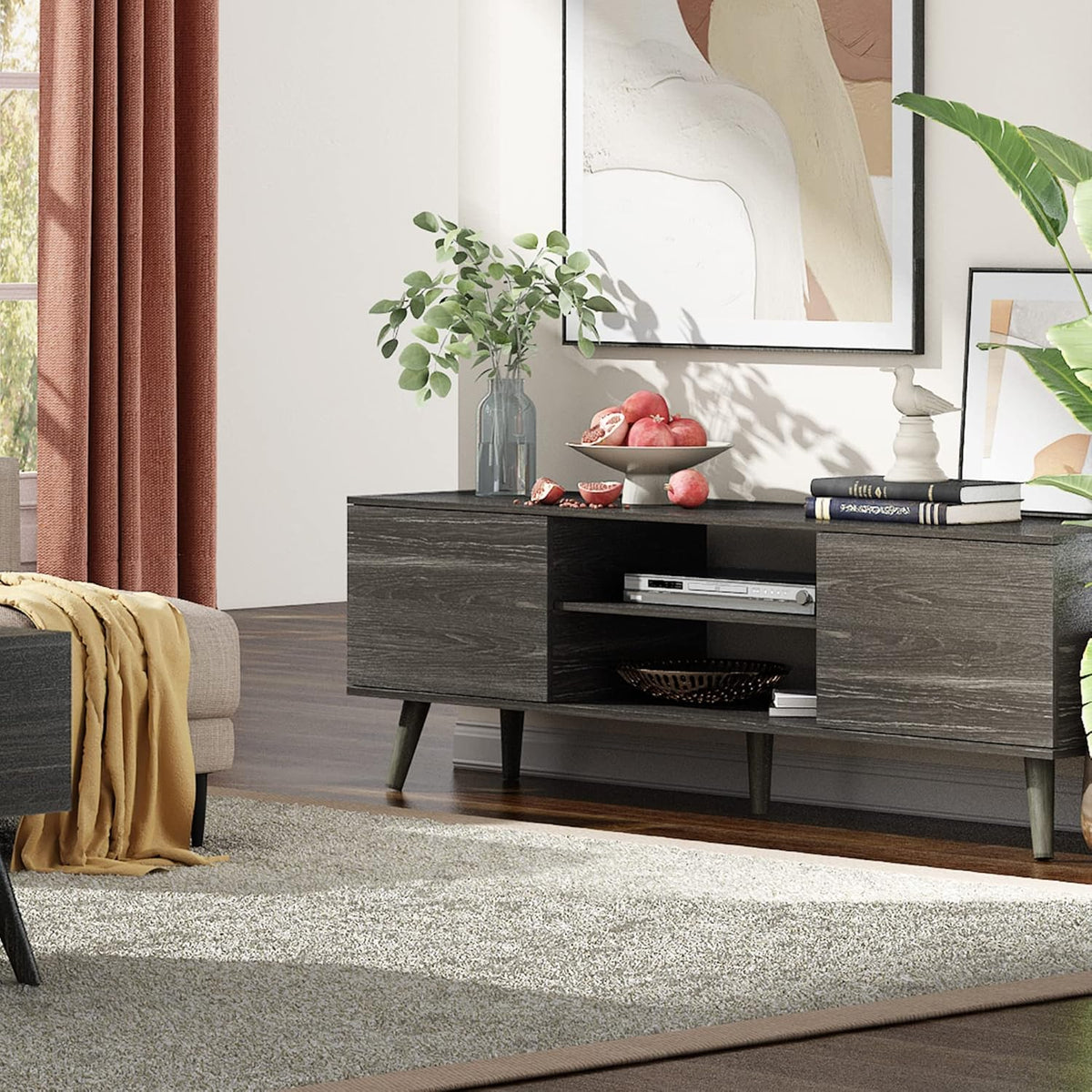Mid-Century Modern TV Stand with Storage Cabinet F785