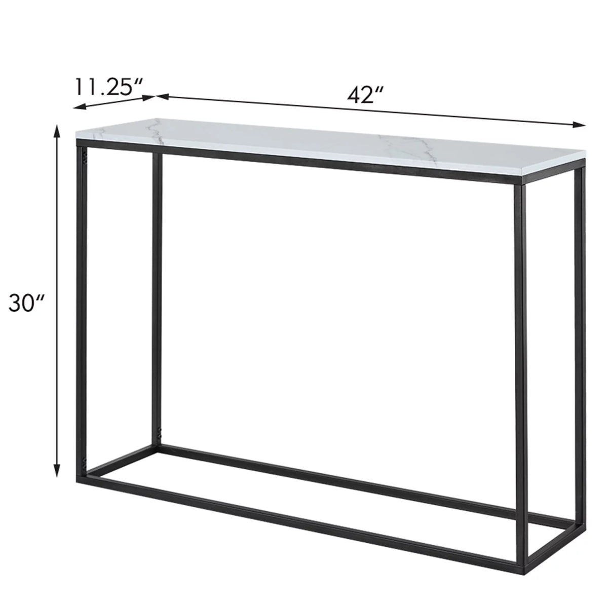 Modern Console Table with White Marble Top and Black Metal Legs X1309