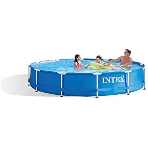 12 Ft x 30 Inches Metal Frame Above Ground Swimming Pool with Filter & Cover N1407