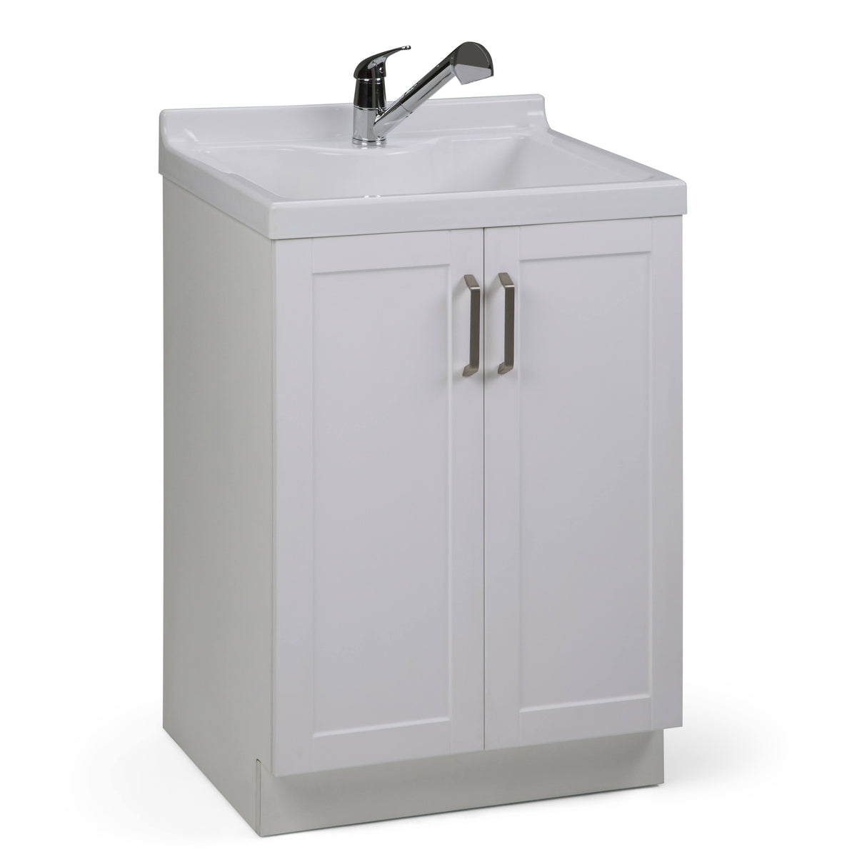 White 24 inch Laundry Cabinet with Pull-Out Faucet and ABS Sink D3219