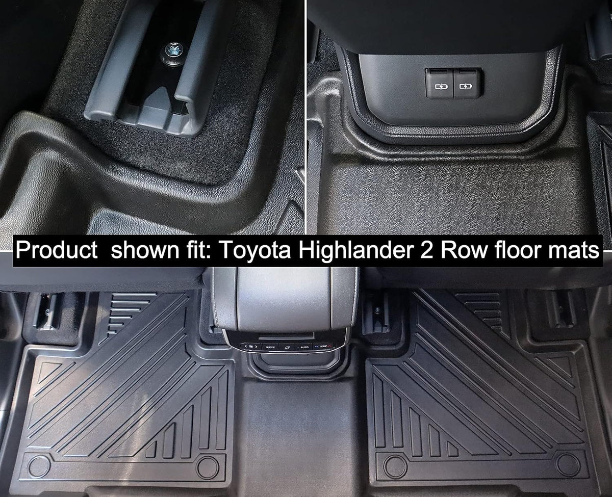 3 Row All-Weather Rubber Car Floor Mats & Cargo Liner Black P1011