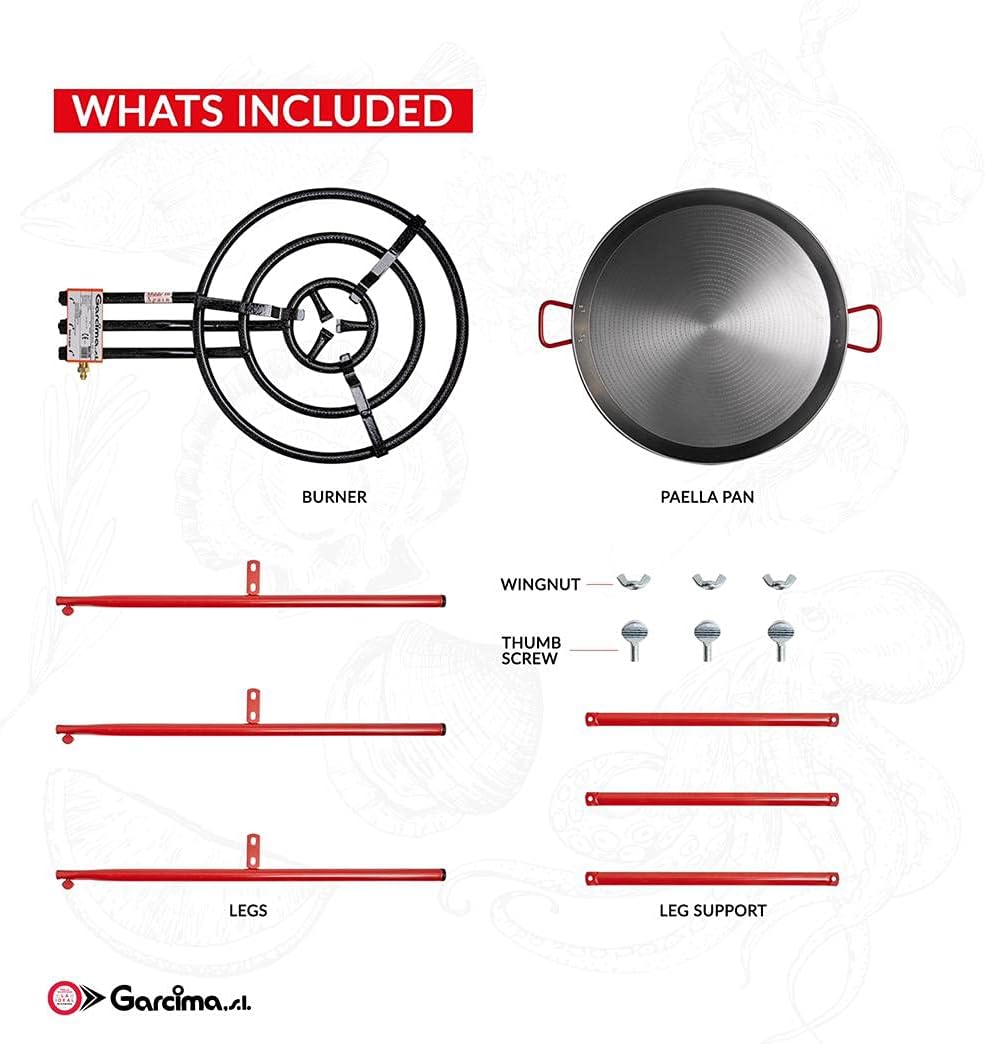 20 Inch Carbon Steel Paella Pan Set with Burner X85633