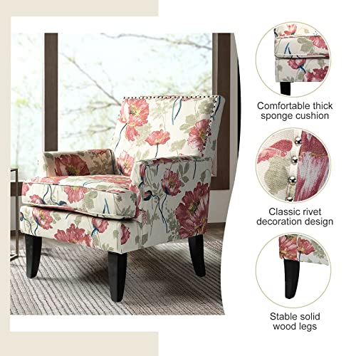 Modern Accent Chair with Arms and Wooden Legs P5378