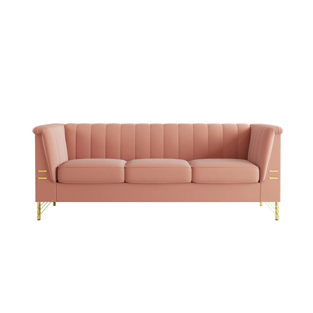 Velvet 3-Seater Sofa with Gold Metal Legs H259601