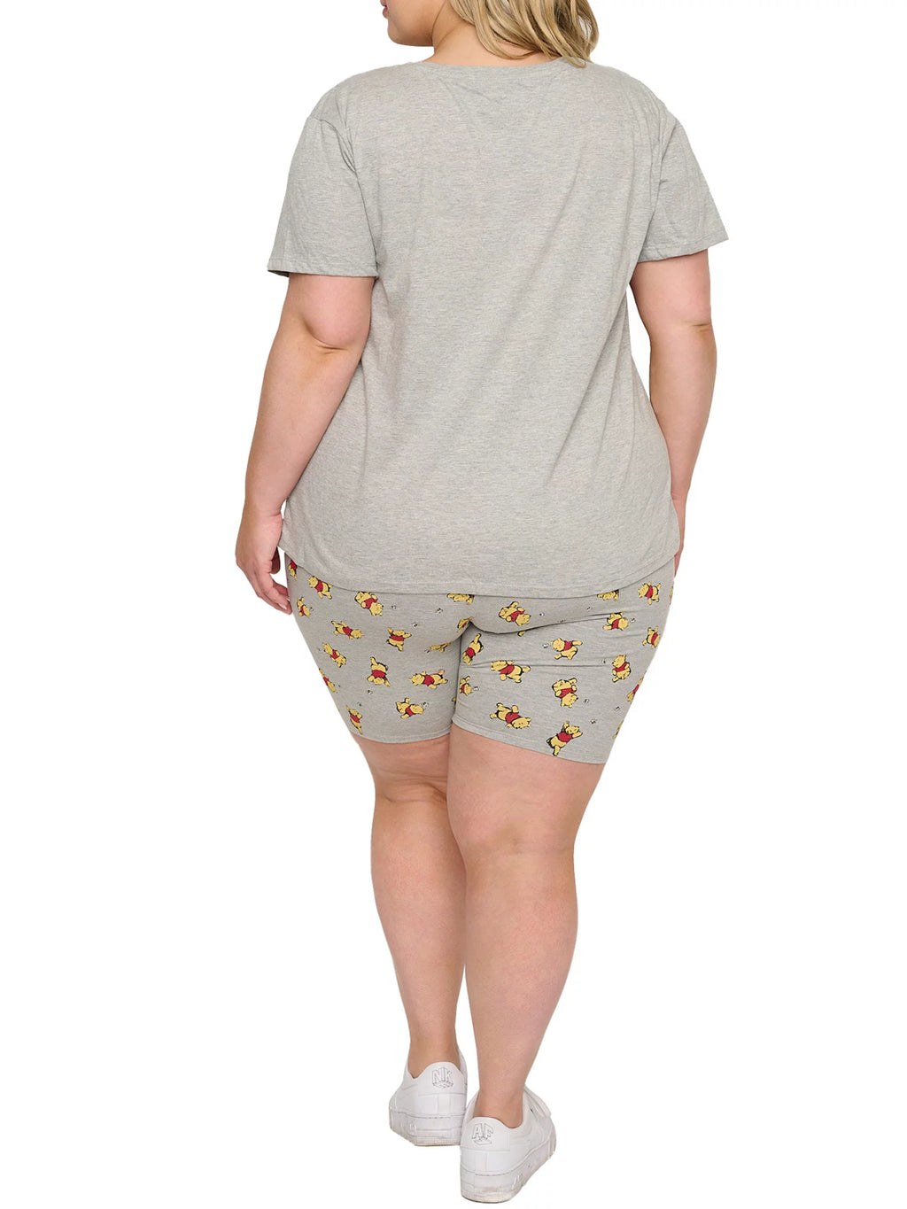 Gray Plus Size T-Shirt & Bike Shorts 2-Piece Set U478935
