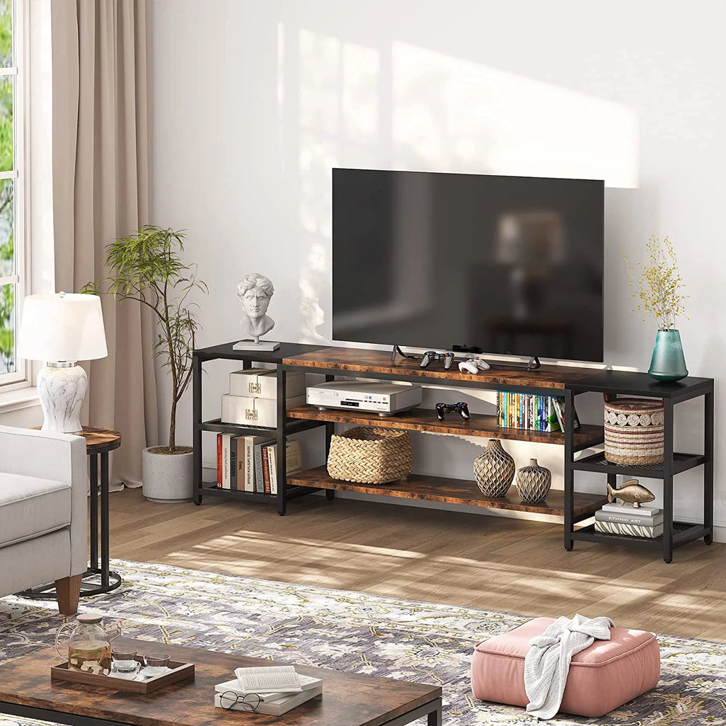 78" TV Stand with 3 Tier Storage Shelves S2218