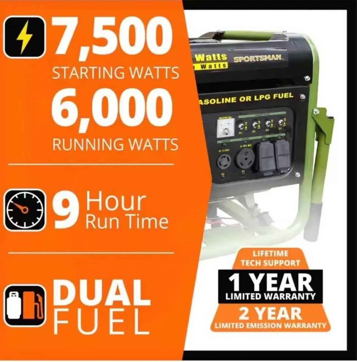 7500 Watts Portable Tri-Fuel Generator A463