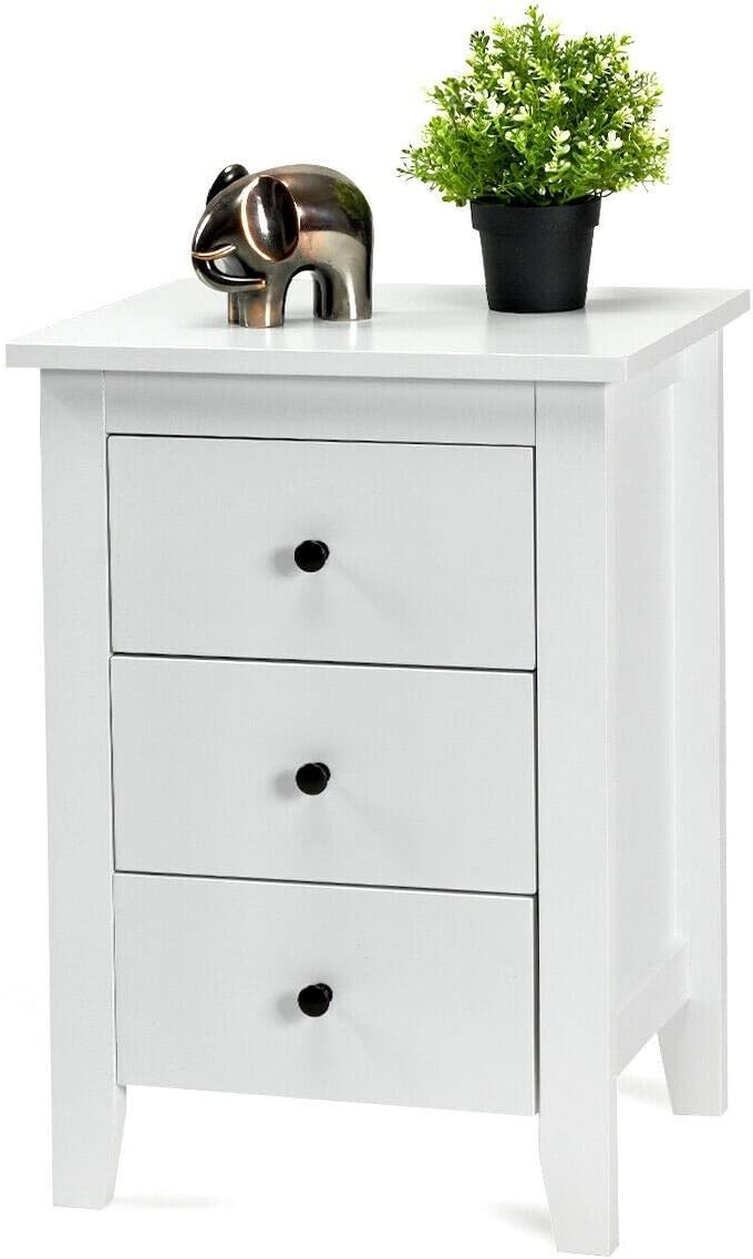 Black 3 Drawer Wood Nightstand V86491