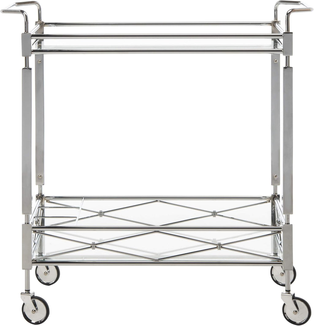 Chrome and Tempered Glass 2-Tier Bar Cart P39567