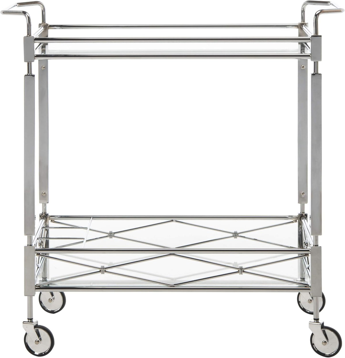 Chrome and Tempered Glass 2-Tier Bar Cart P39567