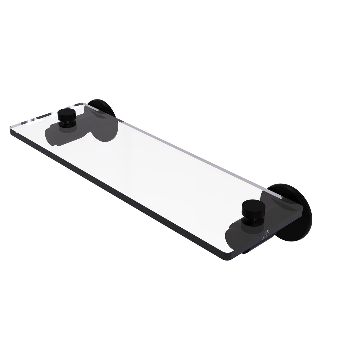 16 inch Glass Vanity Shelf Beveled Edges Matte Black R4073