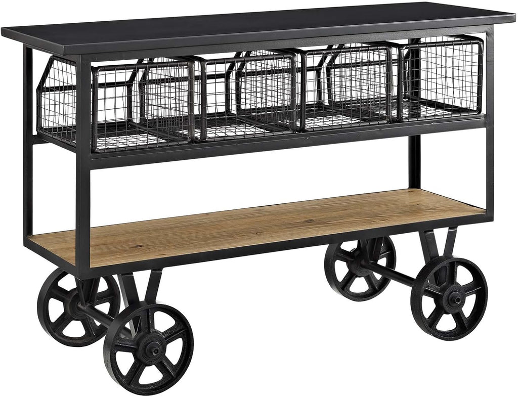 Brown Rolling Kitchen Cart W840