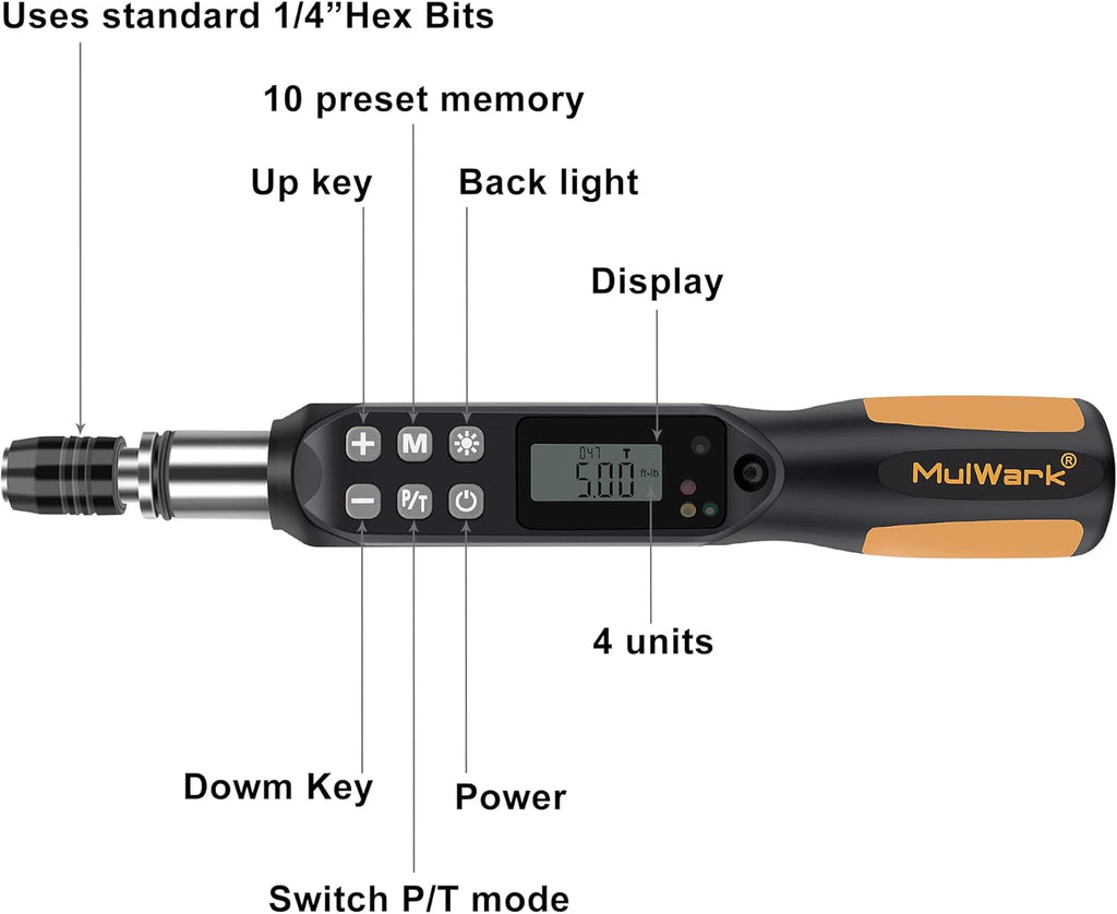 1/4 Mini Cordless Adjustable Torque Screwdriver with 9 PCS Bits & Storage Case L98900