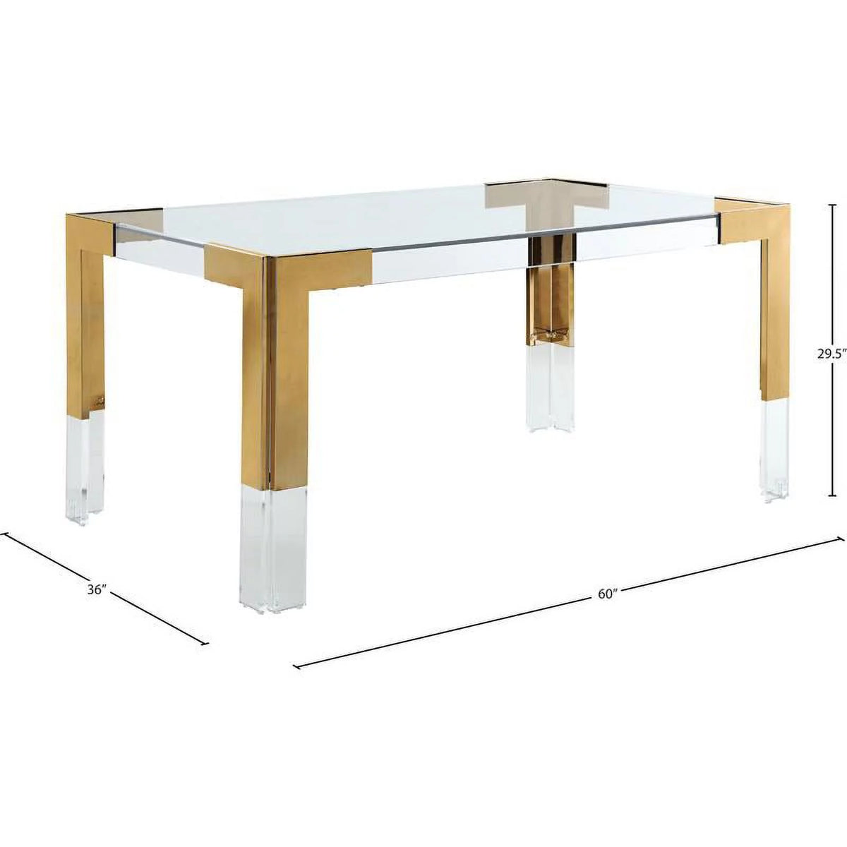 Gold Stainless Steel and Acrylic Dining Table S783537
