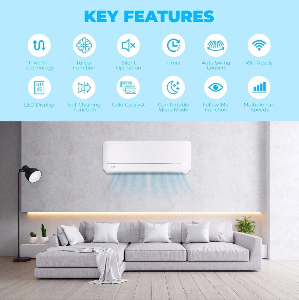 6000 BTU 115V Wall Mounted Mini Split Heat Pump Air Conditioner F3104