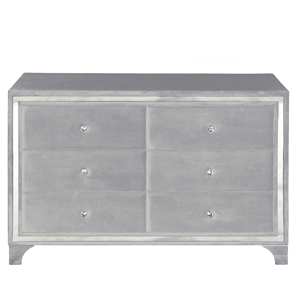 Gray Velvet Upholstered Double Dresser U7686