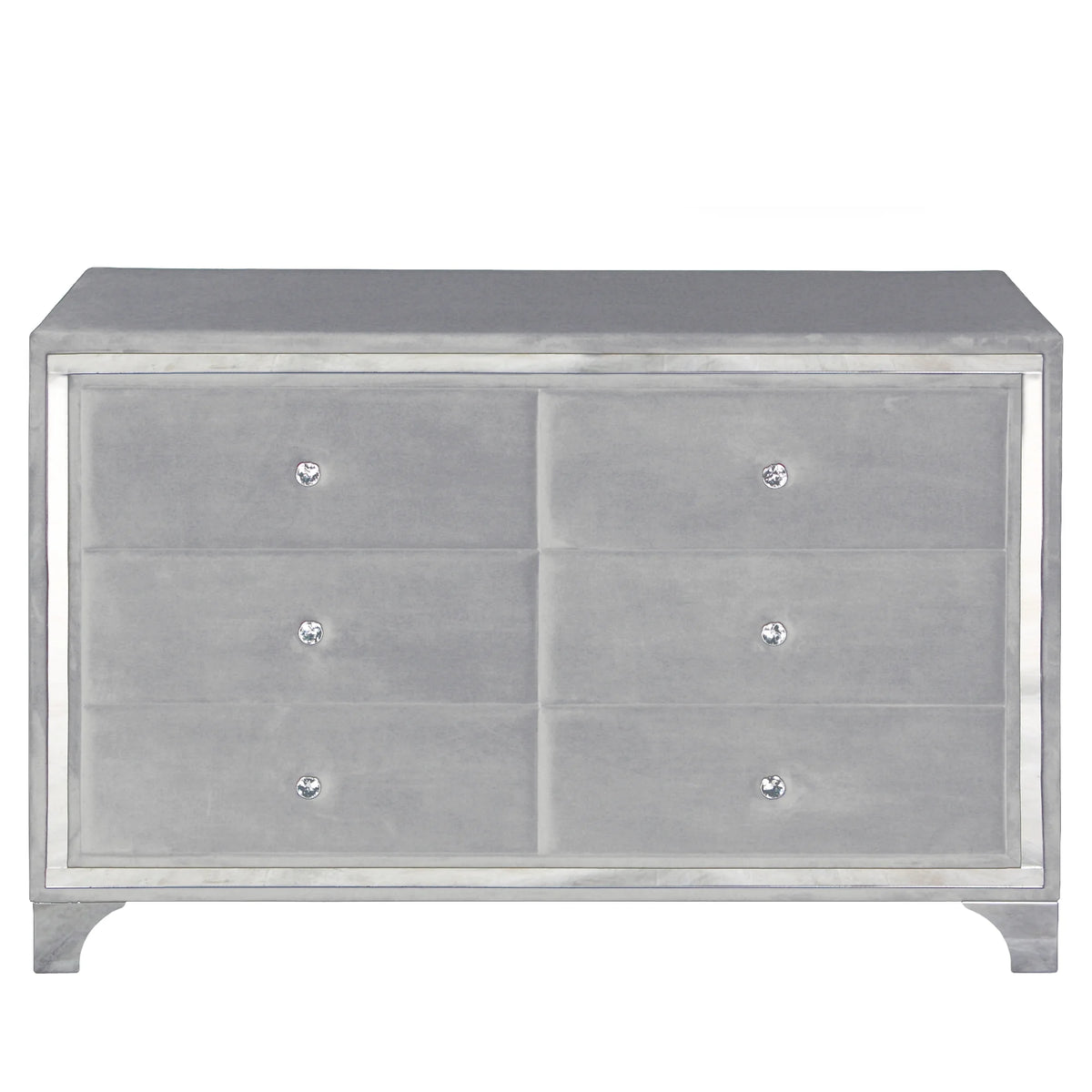 Gray Velvet Upholstered Double Dresser U7686