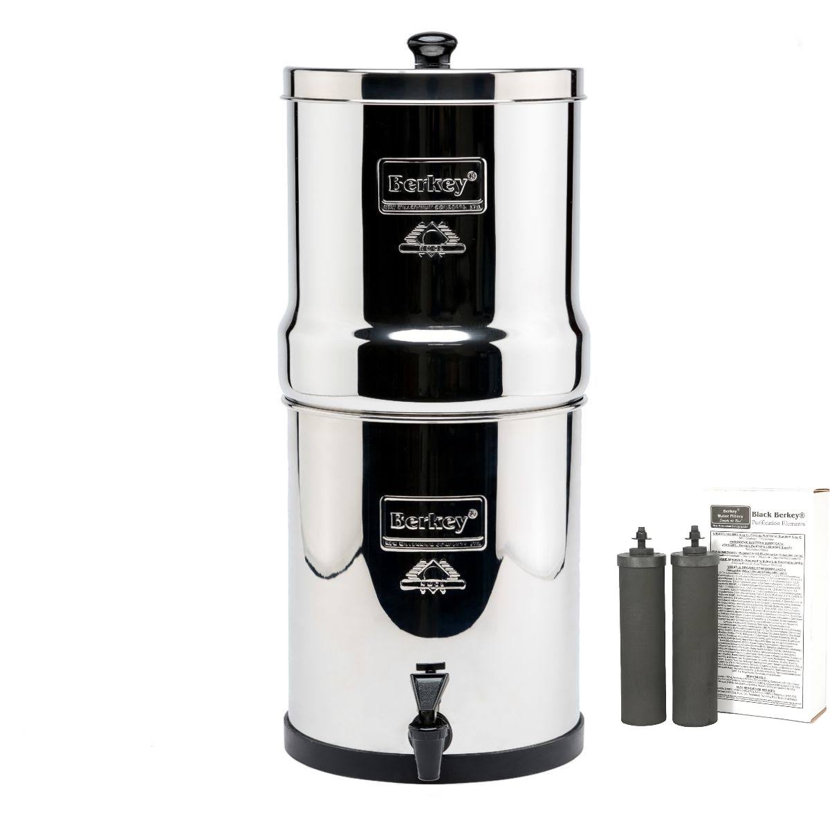 Stainless Steel Water Filtration System with 2 Black Filter Elements I41118