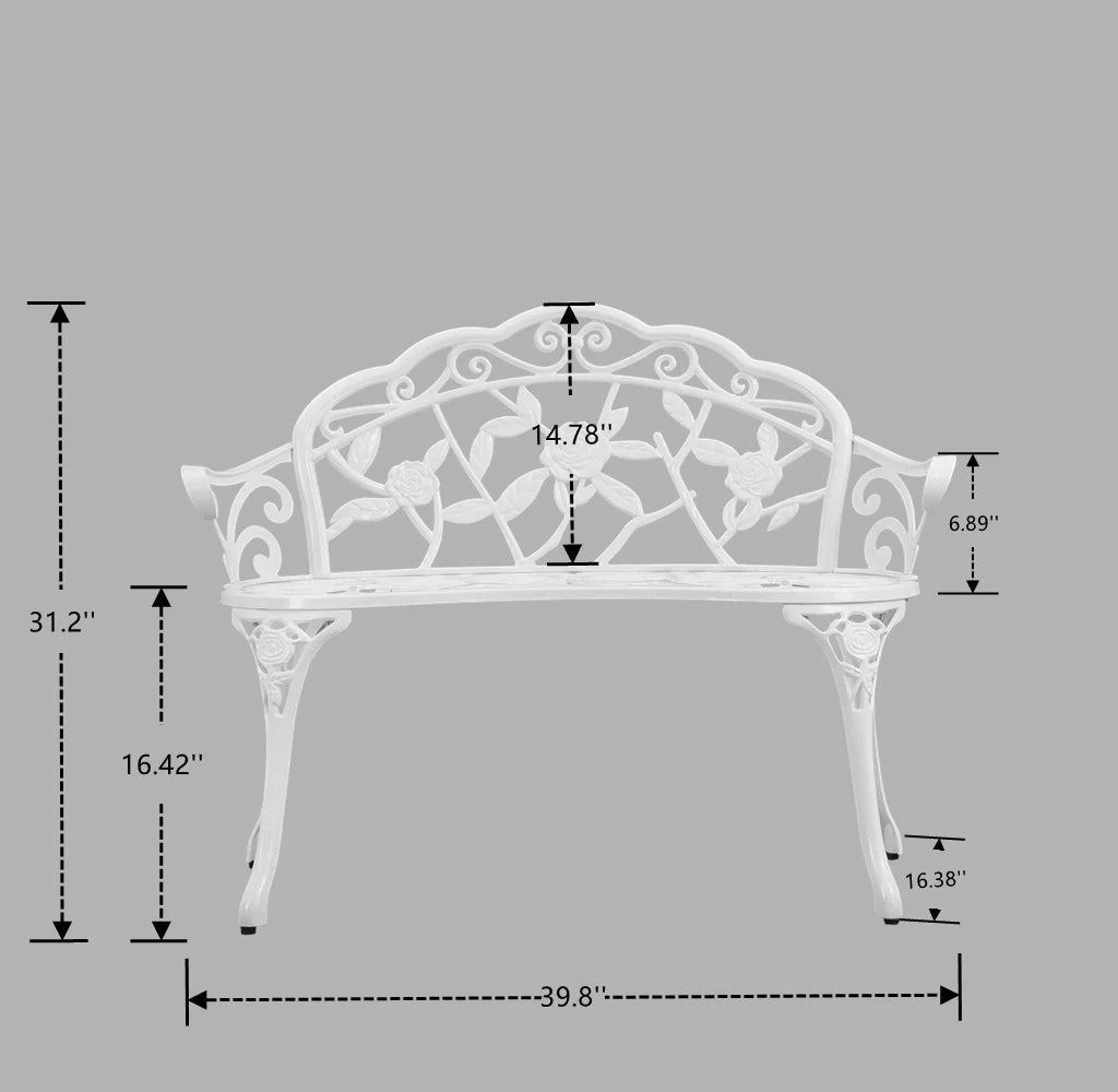 White Outdoor Aluminium Garden Bench D828255