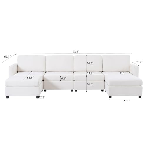 Oversized Chenille U-Shaped Modular Sectional Sofa with 2 Ottomans C738829