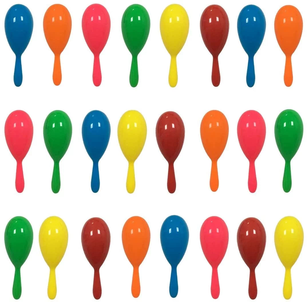 24pcs Mini Plastic Maracas 6 Neon Colors T53140