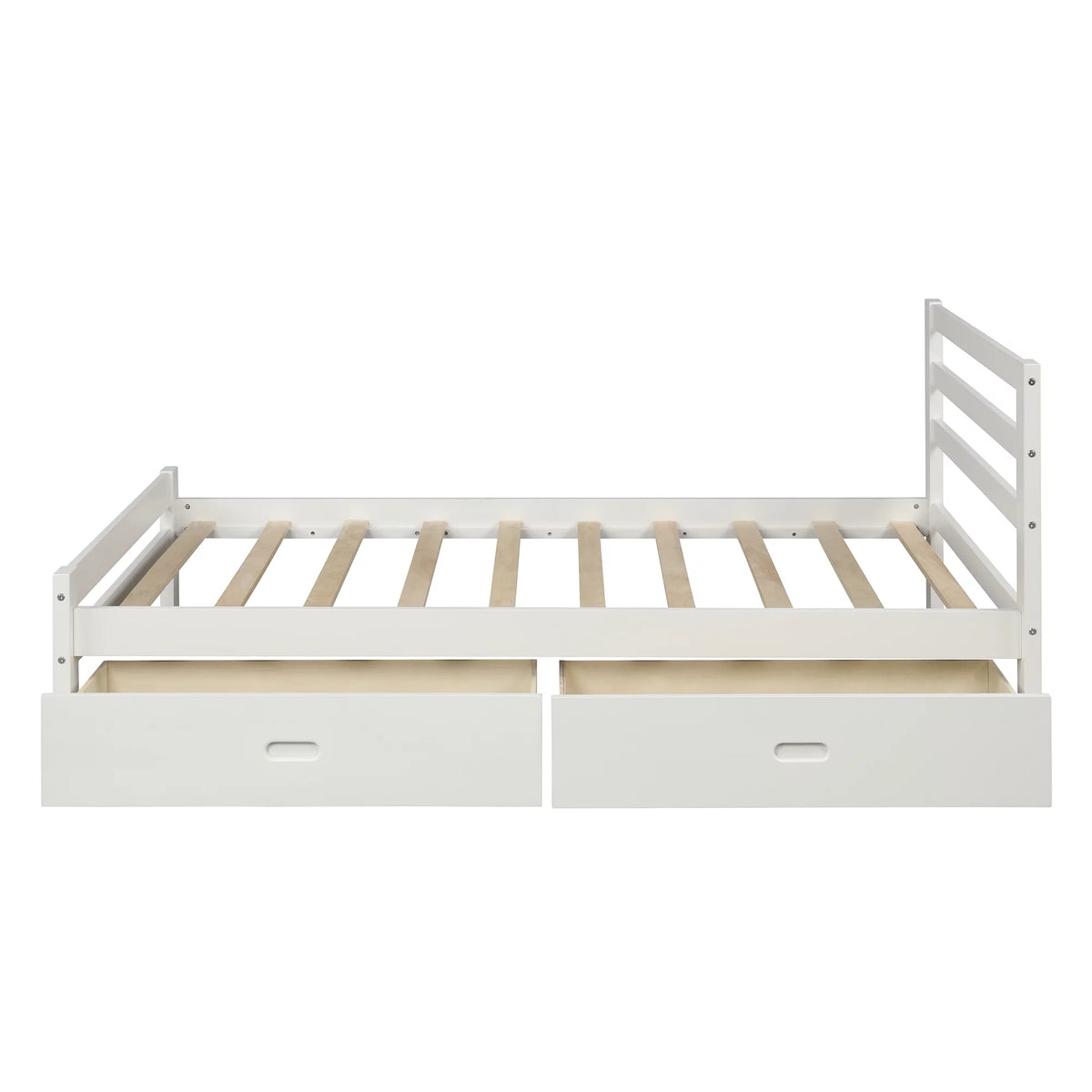 White Full Wood Platform Bed with Two Drawers U4834