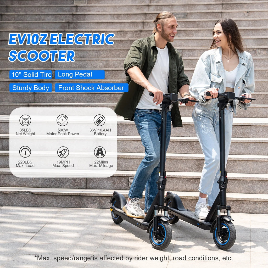 Electric Scooter with 10 Solid Tires, 500W Motor, 22 Miles Battery P17008