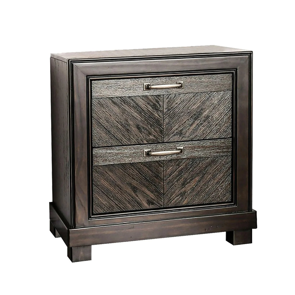 2 Drawers Wood Nightstand in Espresso Q35947