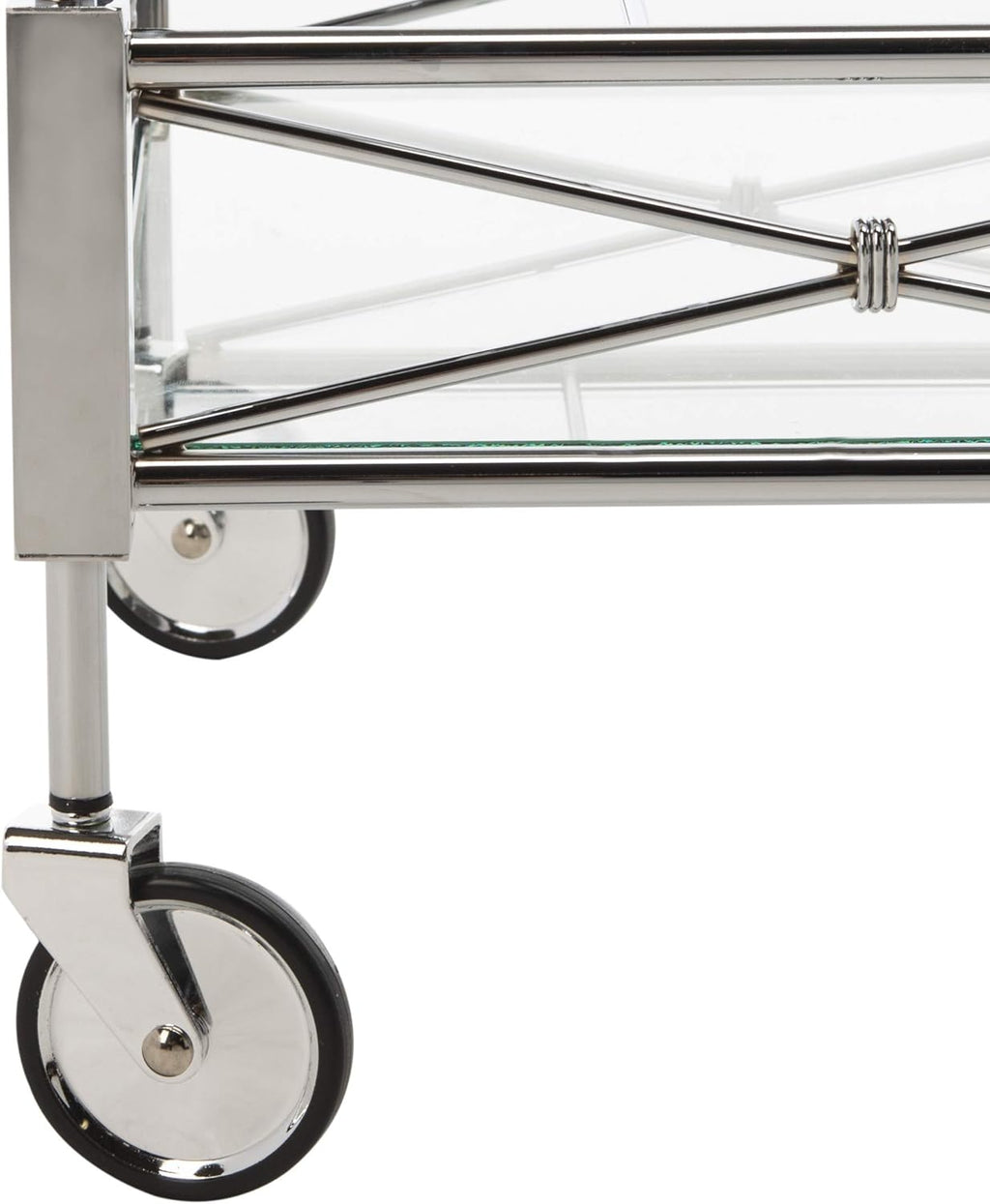 Chrome and Tempered Glass 2-Tier Bar Cart P39567