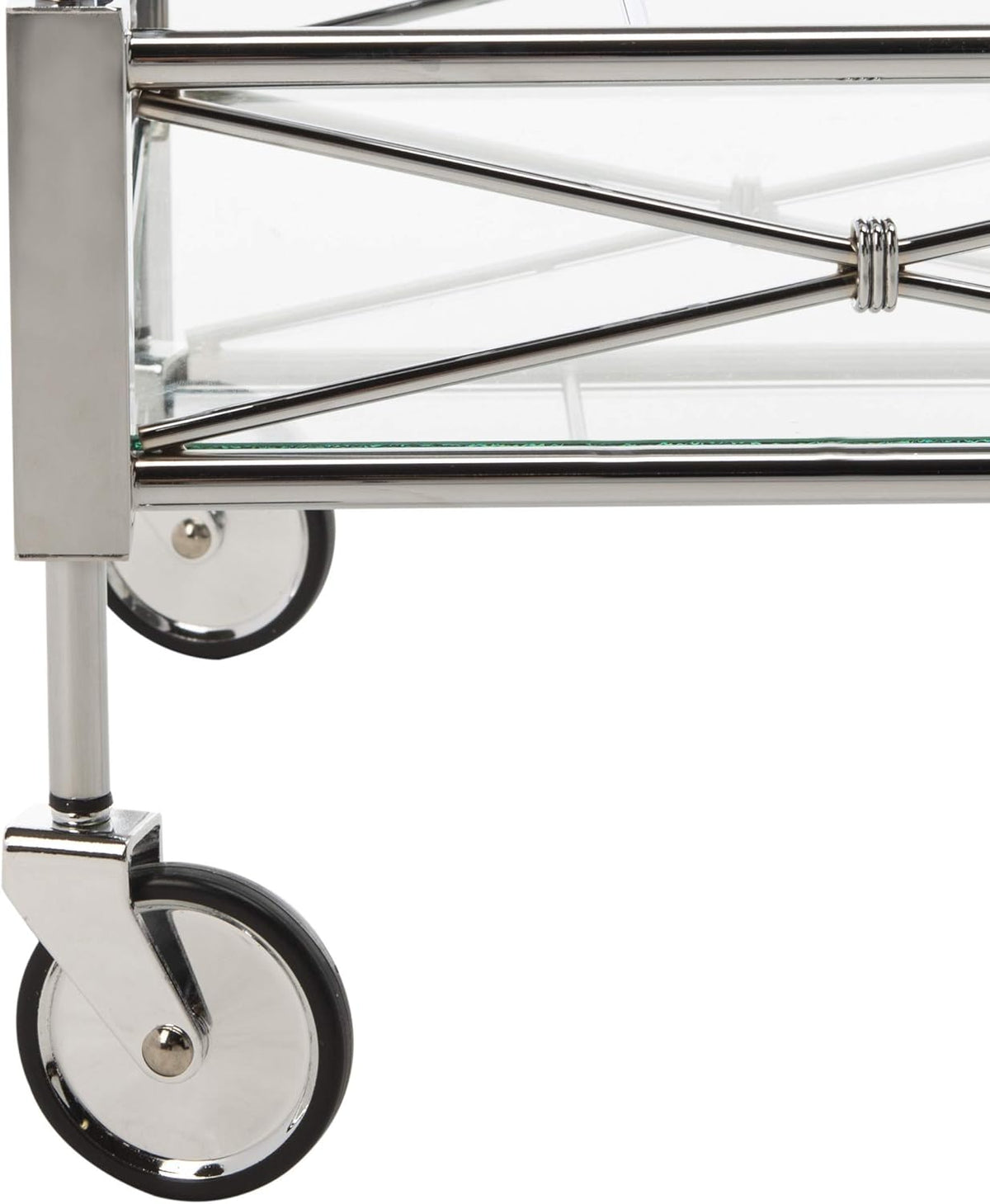 Chrome and Tempered Glass 2-Tier Bar Cart P39567